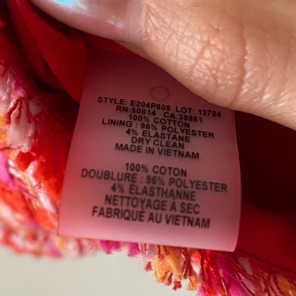Elie Tahari 100% Cotton Andrea Seath Tweed Mini Dress Size 2 Vibrant Red Pockets - Picture 8 of 11